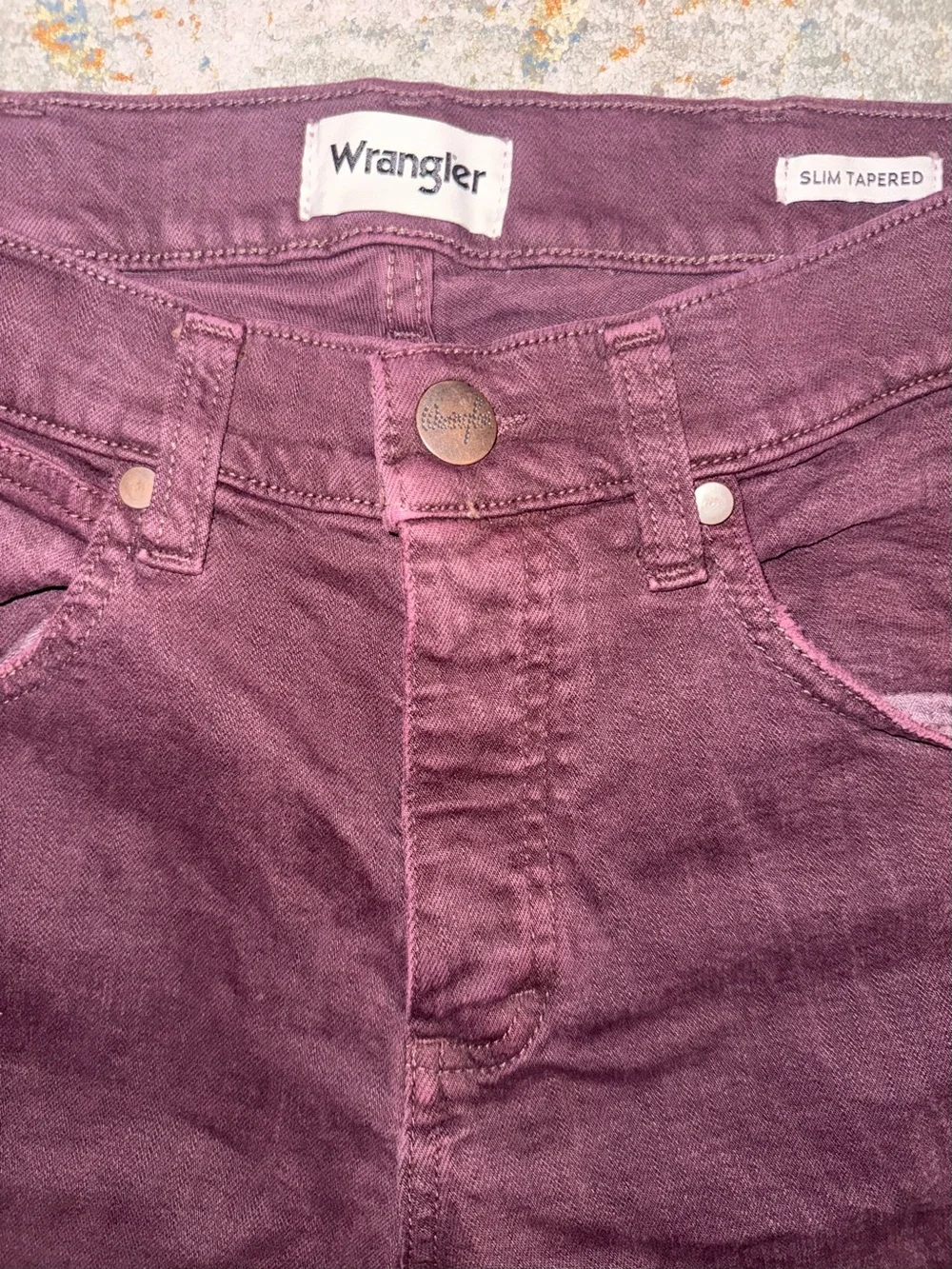 Wrangler Men’s Skinny Jeans in Deep Burgundy 30x32